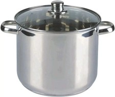 Stainless Steel Deep Induction Stock Pot Soup & Stew Casserole with Glass Lid
