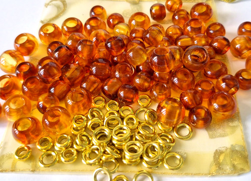 170 acrylic round amber beads - round,