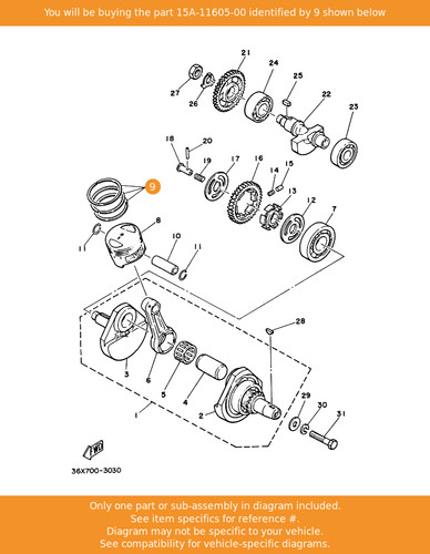 Yamaha piston ring set - piston,