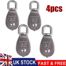 4X Heavy Duty Stainless Steel Single Wheel Swivel Lifting Rope Pulley Block