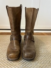 Vintage Frye Harness Boots Men’s 9/Wonen’s 10.5 Tan Leather Mid Calf Americana