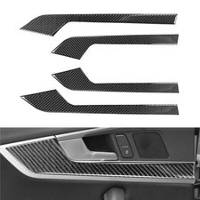 4x Carbon Fiber Interior Door Handle Panel Cover Trim For Audi A4 B9 2017-2020