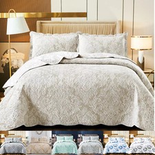 3 Piece Quilted Bedspread Patchwork Bedding Set Single Double King Size Throw