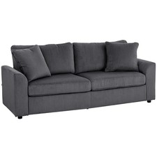 HOMCOM 212 cm Upholstered Jumbo Cord Sofa Couch with Spring Cushion, Grey