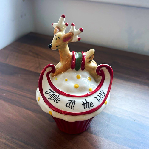 Ceramic reindeer trinket - ceramic,