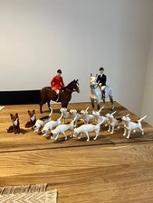 Beswick Hunt Scene, Horses, huntsman, lady and hounds