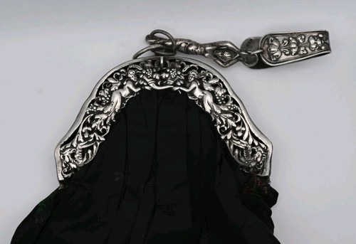 Antique silver handbag - silver, large