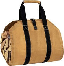 Firewood Carrier Bag Canvas Waxed Large Firewood Log Tote Carrying Indoor Bag/UK