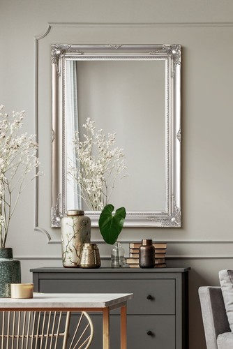 Large mirror silver ornate - mirror,