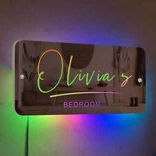 Personalised Name Mirror LED Sign Neon Light Up Sign Bedroom Home Bar Wall Decor