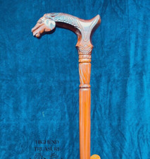 Wooden Carved Walking Stick Horse with Saddle Cane handmade wood crafted