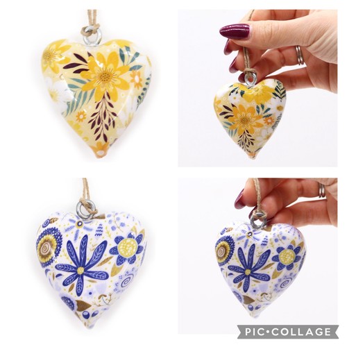 Floral wooden hanging heart - floral,