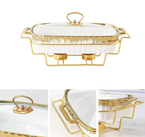 Chaffer dish porcelain - 2x, 15"