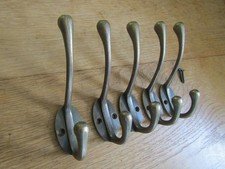ANTIQUE BRASS Victorian hooks Cast iron Rustic Robe hat and coat hooks vintage o