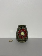 Vintage Small Green Studio Pottery Vase Daisy Flower Retro Boho Decor 70s VGC