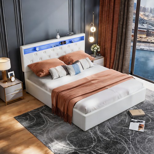 White storage ottoman - white, bed