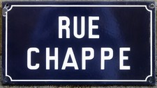 Old vintage French enamel street sign road plaque Claude rue Chappe semaphore