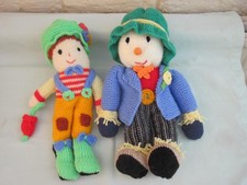 Hand knitted dolls scarecrow and clown