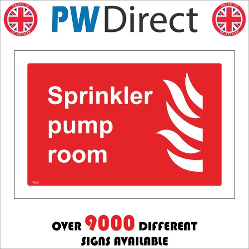 Sign sprinkler pump room fire - sprinkler,