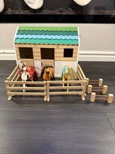 Rare Lottie Doll Wooden Stables Playset + accessories - great condition