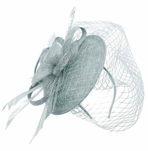 Silver grey sinamay hatinator - silver,