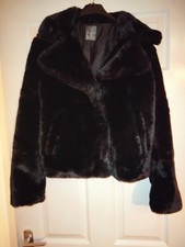 Primark Women's Black Faux Fur Jacket Size UK 4/6