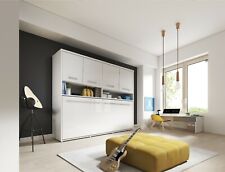 Horizontal Hidden Fold Away Pull Out Murphy Wall Bed Storage 90cm White Gloss