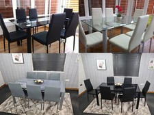 DINING TABLE SET GREY BLACK