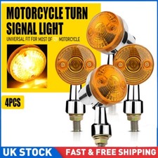 4X Motorcycle Turn Signals Blinker Lights Chrome Amber For Yamaha Kawasaki Honda