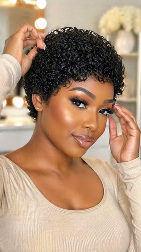 Short curly pixie wig - curly,