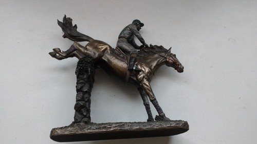Horse jockey bronze effect - -,