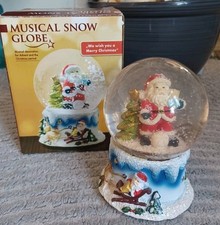 Vintage Musical Christmas Snow Globe "We Wish You A Merry Christmas" Boxed 