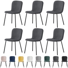 2/4/6Pcs Soft Fabric Dining Chairs with Upholstered Seat and Metal Legs-Bella