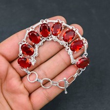 Red Garnet Gemstone 925 Sterling Silver Bracelet Handmade Jewelry Bracelet