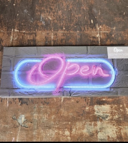 Led neon style open sign - "open",