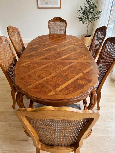 French burr walnut dining set - walnut,