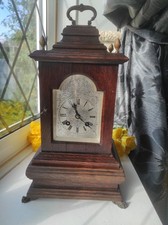 SUPERB & UNUSUAL ANTIQUE LENZKIRCH STRIKING OAK MANTEL CLOCK + BASE/STAND c1881