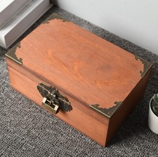 Vintage Lockable Gift Boxes Organizer Chest Wooden Keepsake Storage Box with Lid