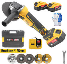 125mm Cordless Angle Grinder Brushless with 2 Battery &Charger &6*Disc Kit&Box🔥