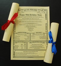 Parchment Scroll 18th 21st 25th 30th 40th 50th 60th 70th 80th 90th Birthday Gift