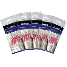 5x Packs Fladen Living Shrimp Feathers 5 Hook Size 1/0 Sea Mackerel Fishing Rigs