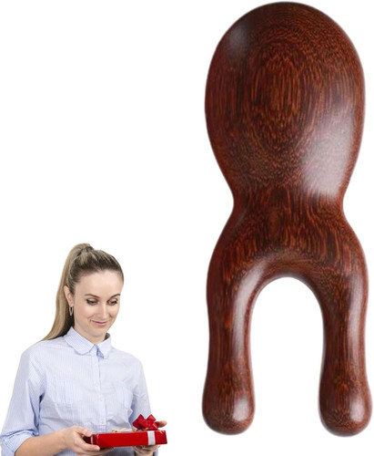 Brown wooden face massager - brown,