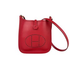 Auth HERMES Evelyne TPM 16 Crossbody Shoulder Bag Red Veau Epsom Leather - n1111
