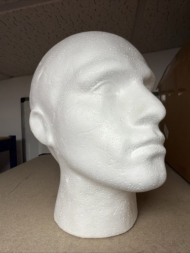 Styrofoam male mannequin head - styrofoam,