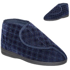 Mens Slippers Boots Strap Fastening Orthopaedic Ankle High Winter Warm Booties