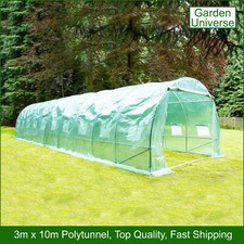 Polytunnel Greenhouse Poly Tunnel 3 x 10m Garden Universe 25mm Galvanised Frame