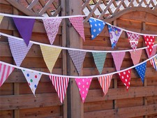 FABRIC BUNTING.VINTAGE FLORAL GINGHAM.WEDDINGS.ALL LENGTHS.SHABBY CHIC