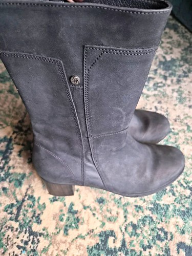 Wolky black nubuck - black, leather