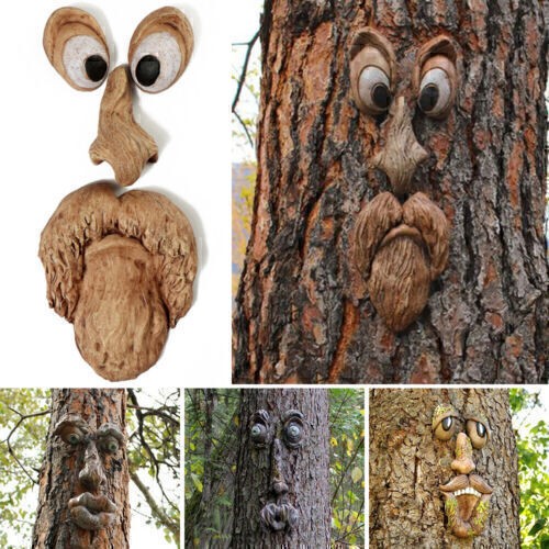 Funny old man face sculpture