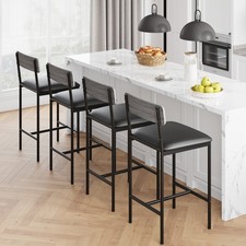 4 Bar Stool Upholstered Barstool Breakfast Pub Counter High Chair Dining kitchen